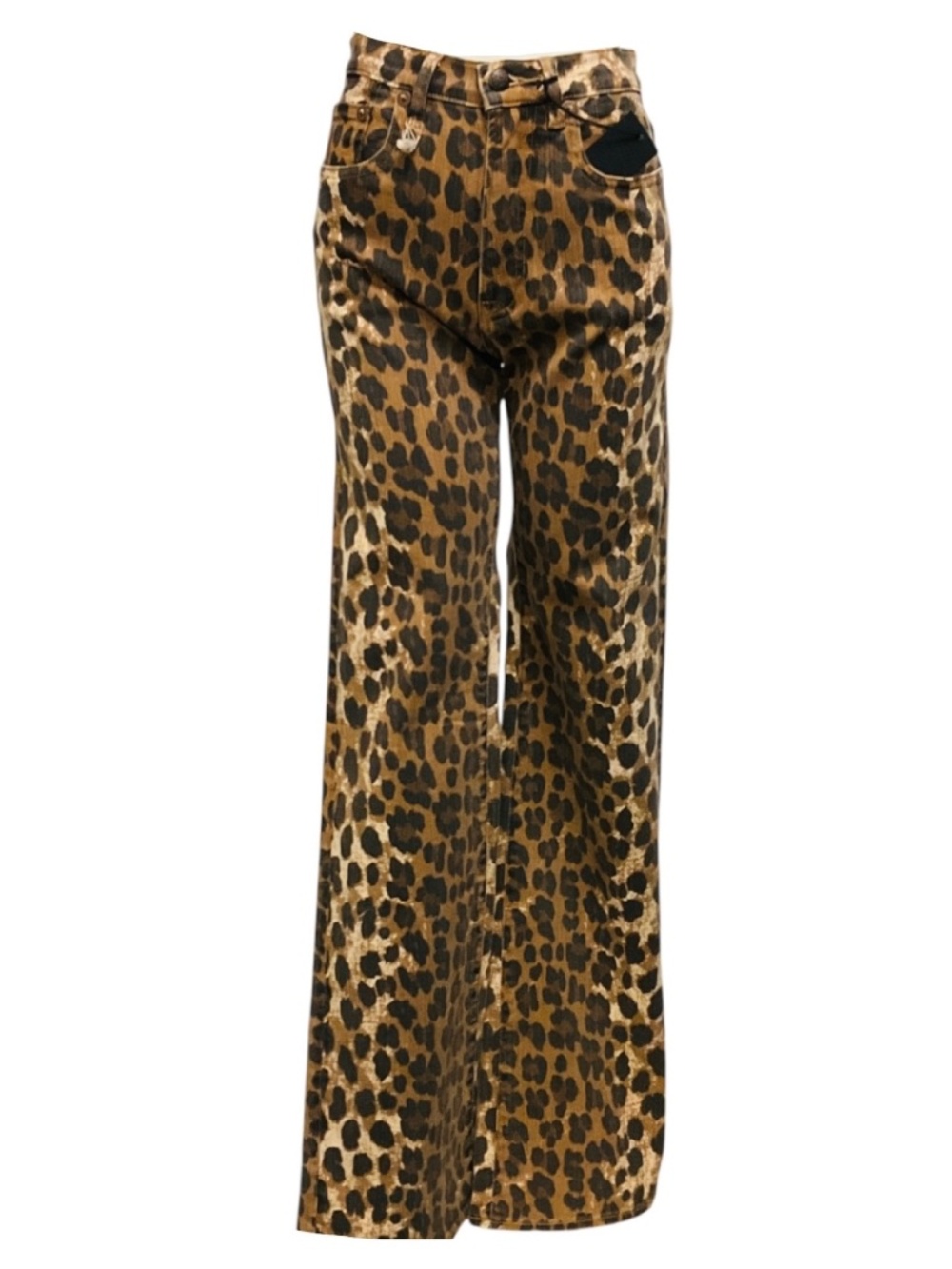 R13 BROWN / BLACK STONE WASHED LEOPARD JANE JEAN